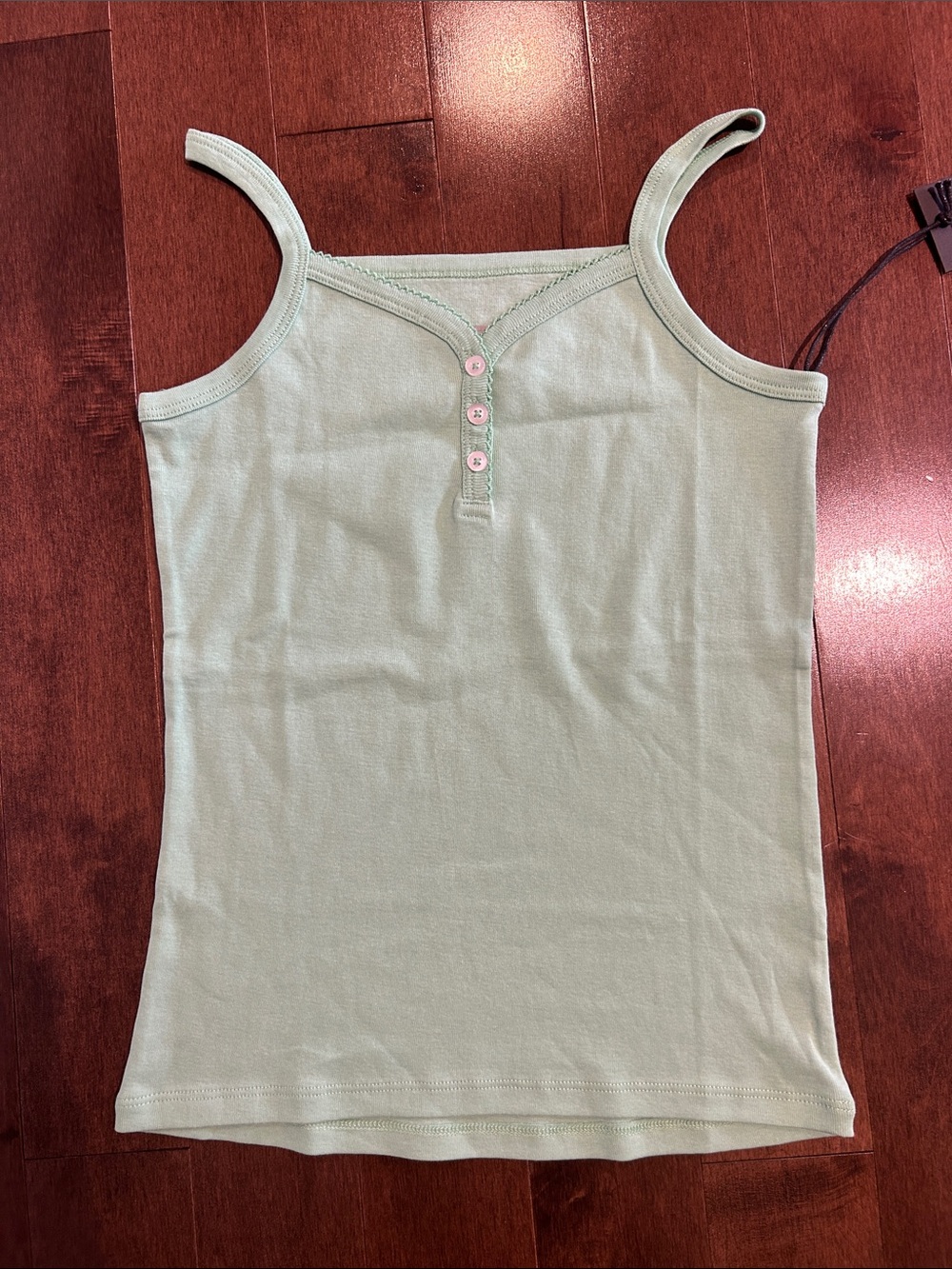 Katie J NYC Mint Green Girls' Camisole Tank with Button Placket